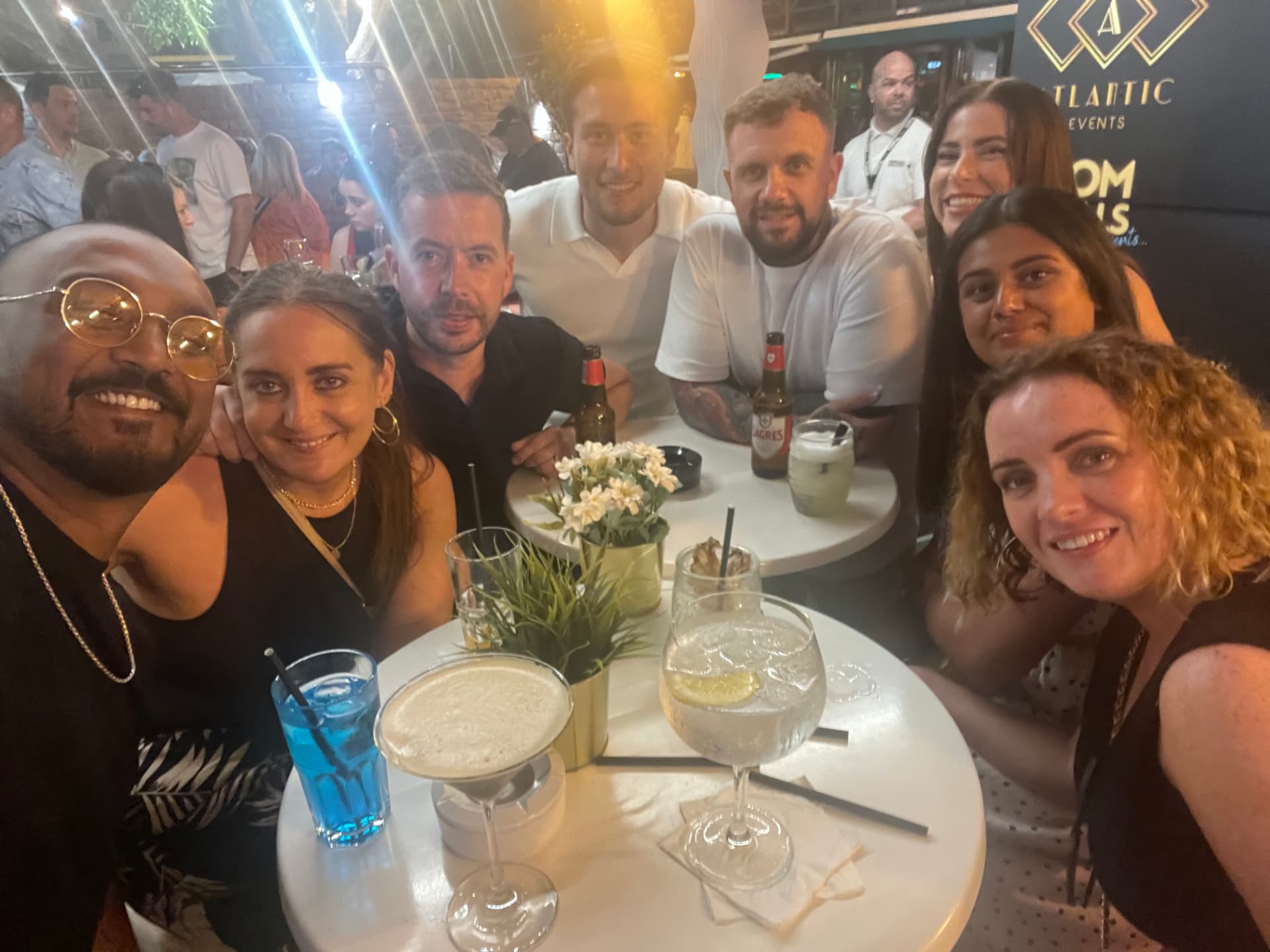 Team members together at a social event